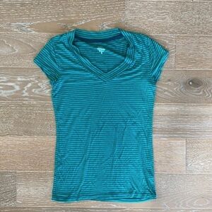 Mossimo Fitted Stripe  T-shirt | Green/Navy | S